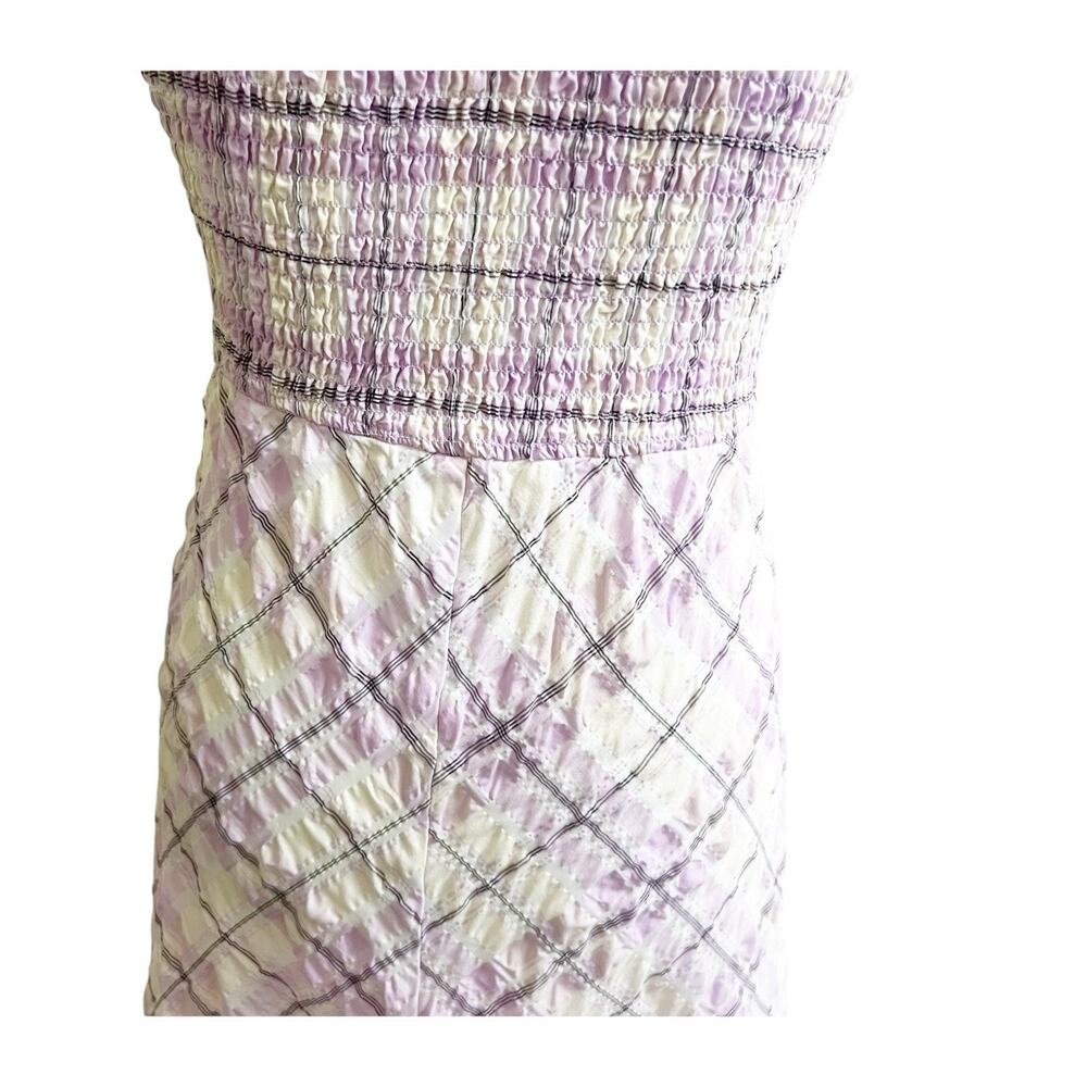 Boston Proper Dress Size Medium Womens Maxi Smocked Plaid Purple Cottagecore - Picture 6 of 12